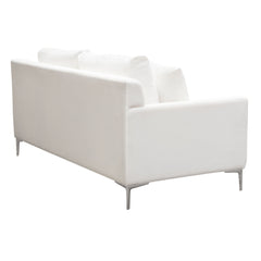 Diamond Sofa Seattle Loose Back Loveseat in White Linen with Polished Silver Metal Leg