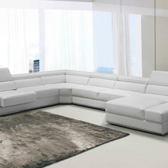 Homeroots 36" White Bonded Leather Foam And Steel Sectional Sofa