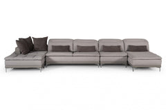 Homeroots 39" Grey Fabric Foam Wood And Stainless Steel Sectional Sofa