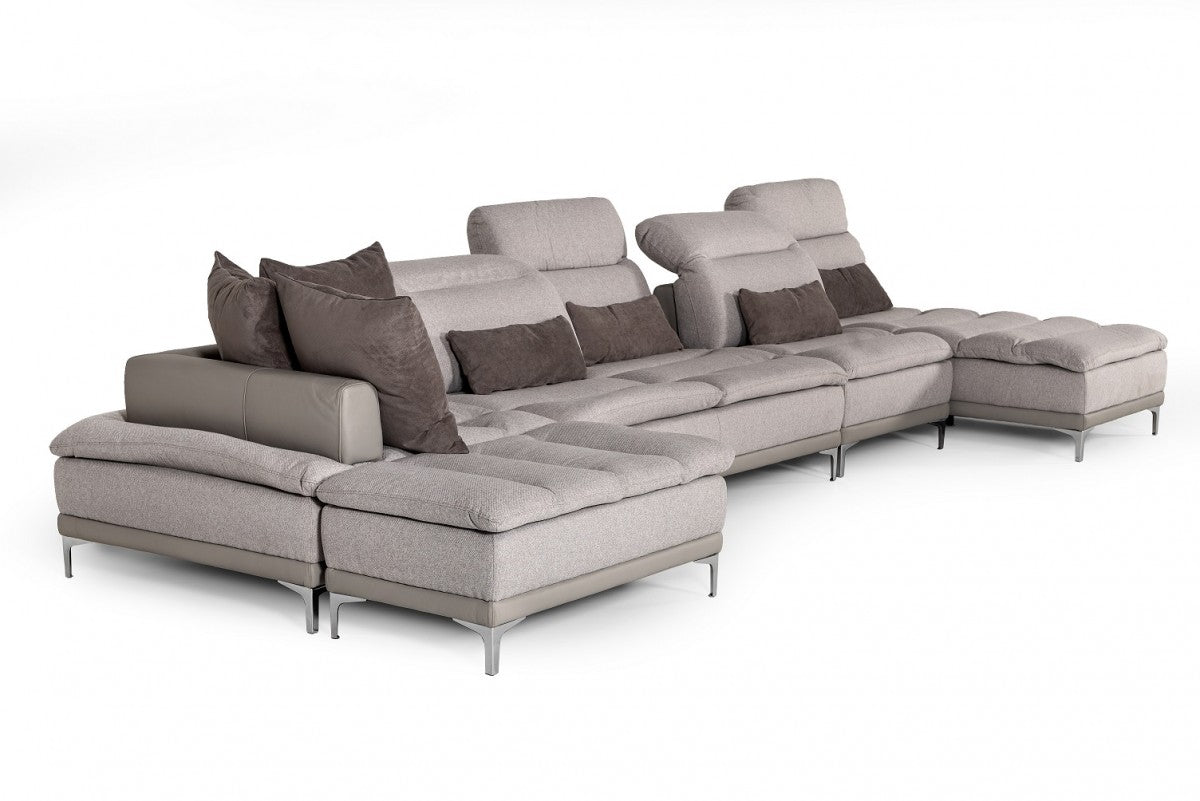 Homeroots 39" Grey Fabric Foam Wood And Stainless Steel Sectional Sofa