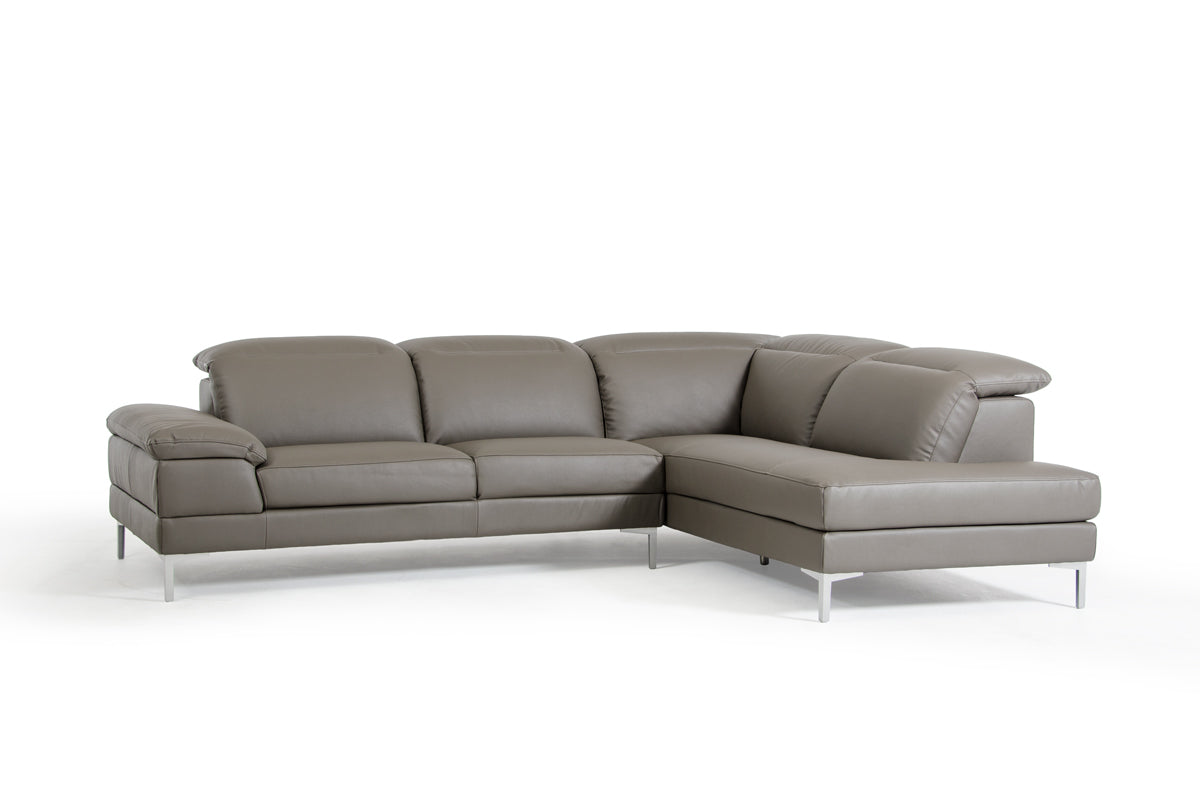 Homeroots 48" Grey Eco Leather Wood Steel And Foam Sectional Sofa