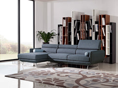 Homeroots 38" Blue Fabric Foam Wood And Steel Sectional Sofa