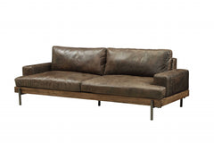 Homeroots 95" X 39" X 32" Distressed Chocolate Top Grain Leather Sofa