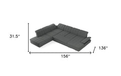 Homeroots Mod Gray Six Piece Right Sectional Sofa With Storage And Sleeper