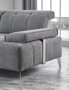 Homeroots Gray 100% Polyester Modular L Shaped Three Piece Corner Sectional