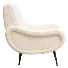 Diamond Sofa Cameron Accent Chair in Bone Boucle Textured Fabric with Black Leg in Bone Color