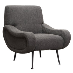 Diamond Sofa Cameron Accent Chair in Bone Boucle Textured Fabric with Black Leg in Charcoal Color