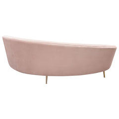 Diamond Sofa Celine Curved Sofa with Contoured Back in Blush Pink Velvet and Gold Metal Legs