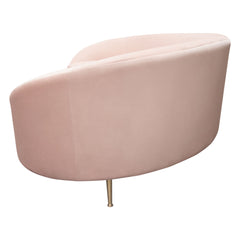 Diamond Sofa Celine Curved Sofa with Contoured Back in Blush Pink Velvet and Gold Metal Legs