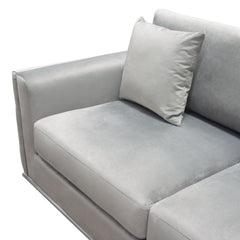 Diamond Sofa Envy Loveseat in Platinum Grey Velvet with Tufted Outside Detail and Silver Metal Trim