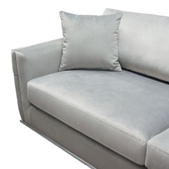 Diamond Sofa Envy Sofa in Platinum Grey Velvet with Tufted Outside Detail and Silver Metal Trim