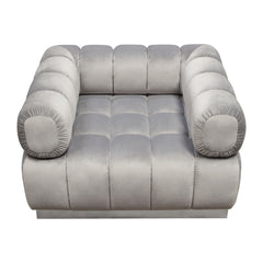 Diamond Sofa Image Low Profile Chair in Platinum Grey Velvet with Brushed Silver Base