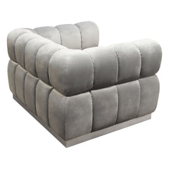 Diamond Sofa Image Low Profile Chair in Platinum Grey Velvet with Brushed Silver Base