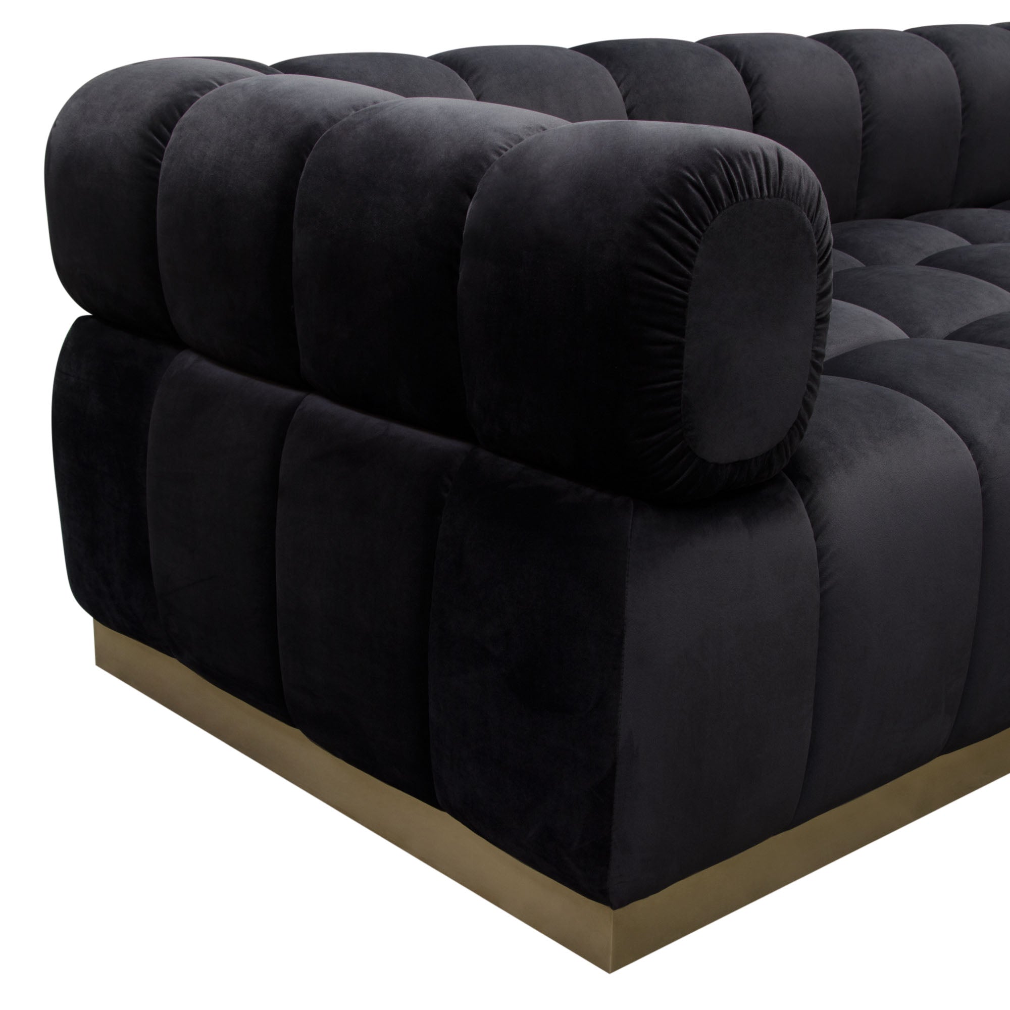 Diamond Sofa Image Low Profile Sofa in Black Velvet with Brushed Gold Base