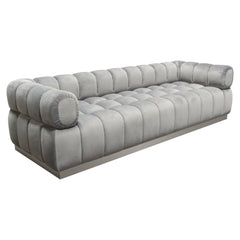 Diamond Sofa Image Low Profile Sofa in Platinum Grey Velvet with Brushed Silver Base