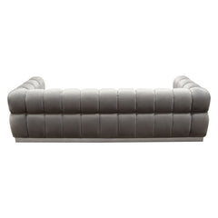 Diamond Sofa Image Low Profile Sofa in Platinum Grey Velvet with Brushed Silver Base