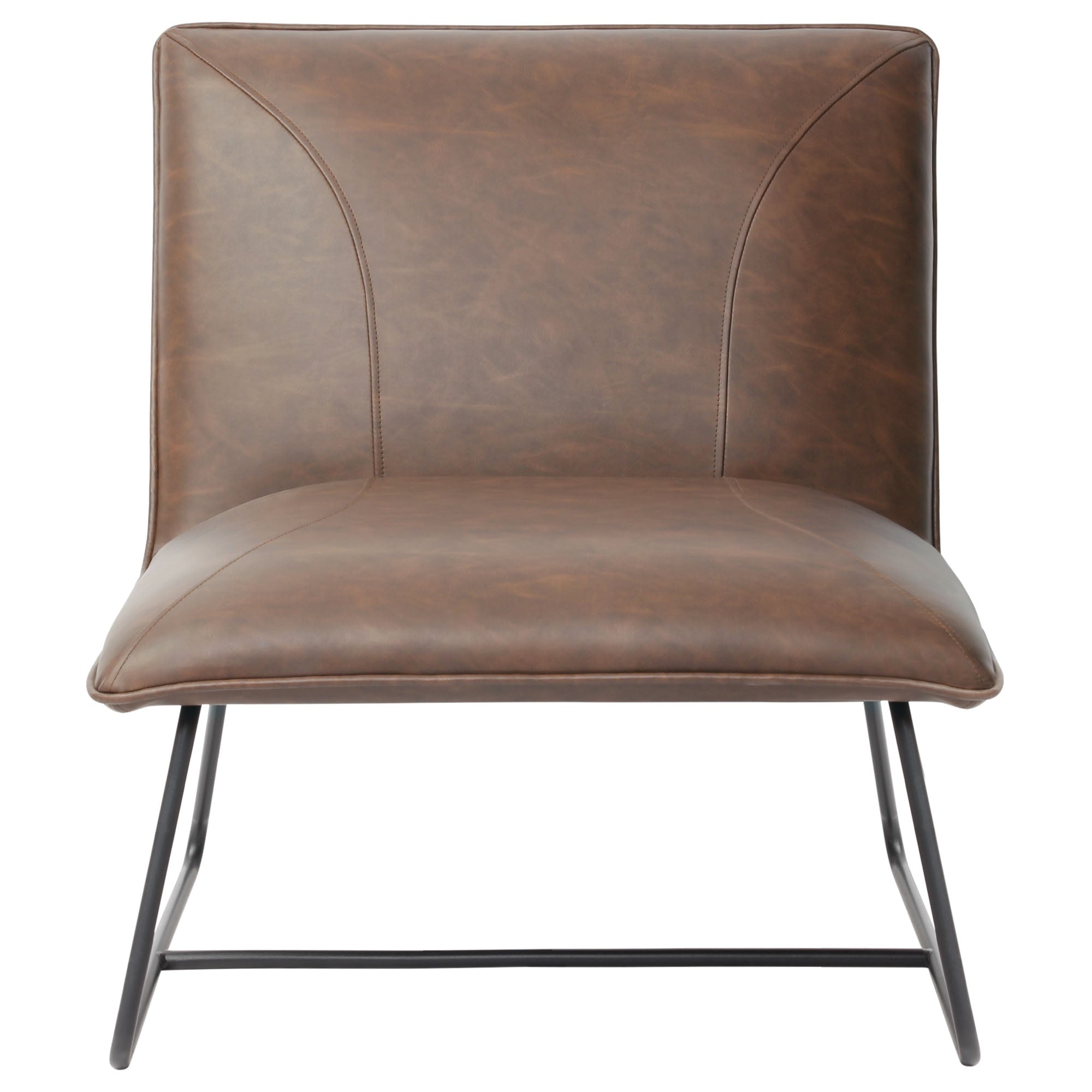 Diamond Sofa Jordan Armless Accent Chair in Chocolate Leatherette with Chrome Metal Base