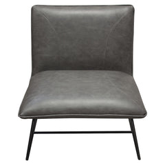 Diamond Sofa Jordan Armless Accent Chair in Weathered Grey Leatherette with Black Metal Base
