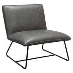 Diamond Sofa Jordan Armless Accent Chair in Weathered Grey Leatherette with Black Metal Base