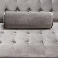 Diamond Sofa Juniper Tufted Sofa in Champagne Grey Velvet with (2) Bolster Pillows