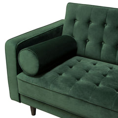 Diamond Sofa Juniper Tufted Sofa in Hunter Green Velvet with (2) Bolster Pillows