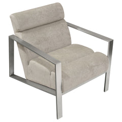 Diamond Sofa La Brea Accent Chair in Champagne Fabric with Brushed Stainless Steel Frame