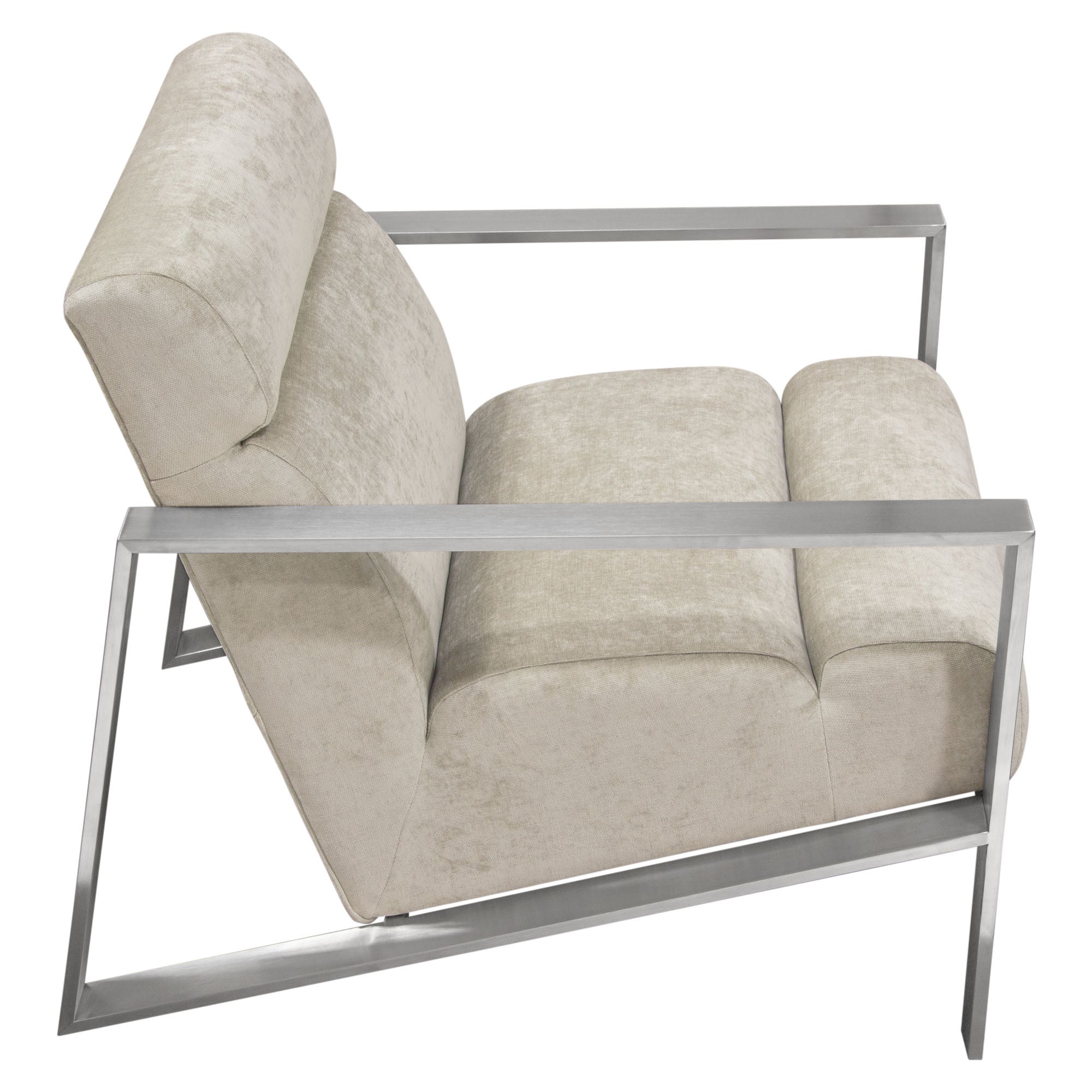 Diamond Sofa La Brea Accent Chair in Champagne Fabric with Brushed Stainless Steel Frame