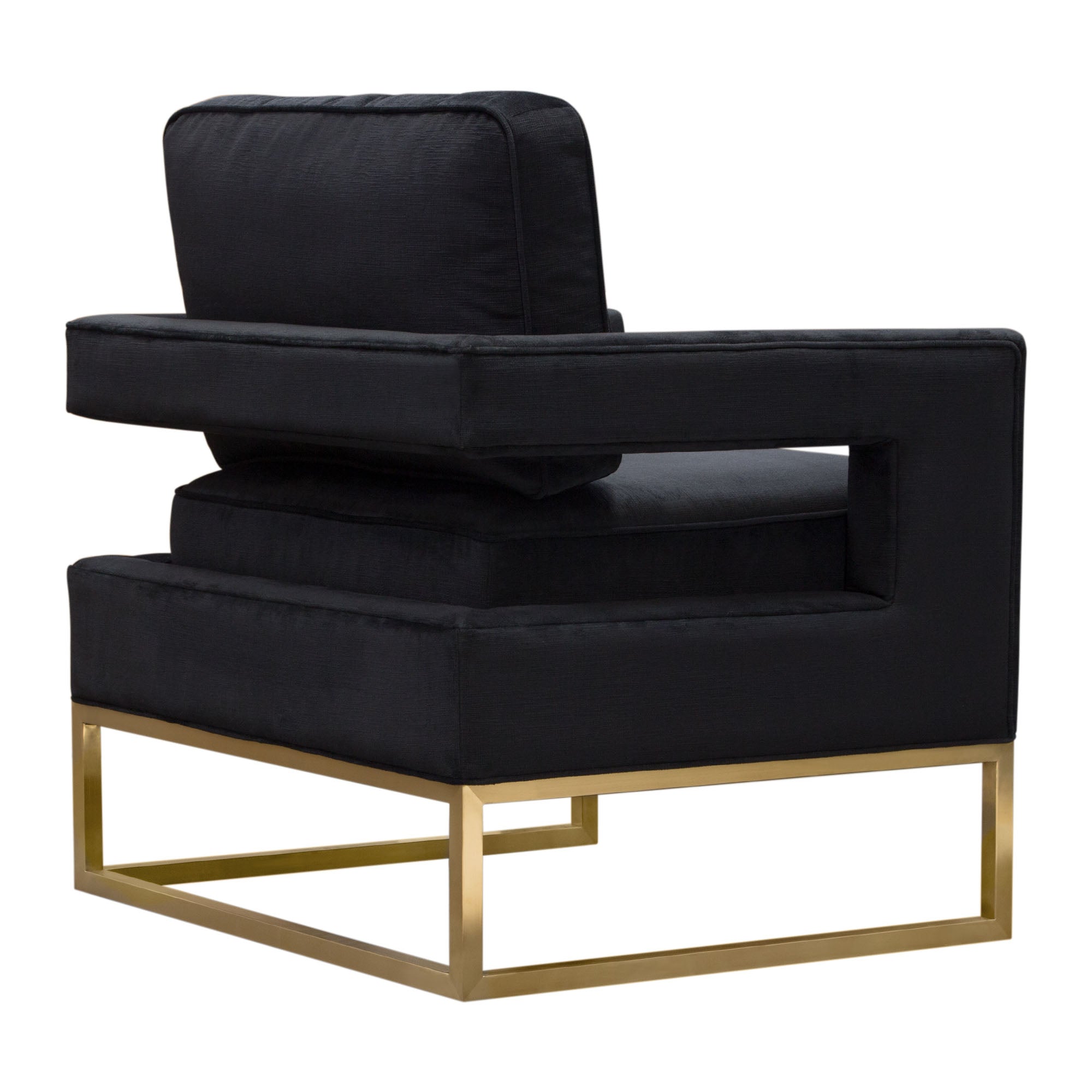 Diamond Sofa Lake Accent Chair In Black Performance Fabric with Brushed Gold Metal Base