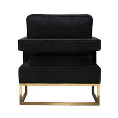 Diamond Sofa Lake Accent Chair In Black Performance Fabric with Brushed Gold Metal Base