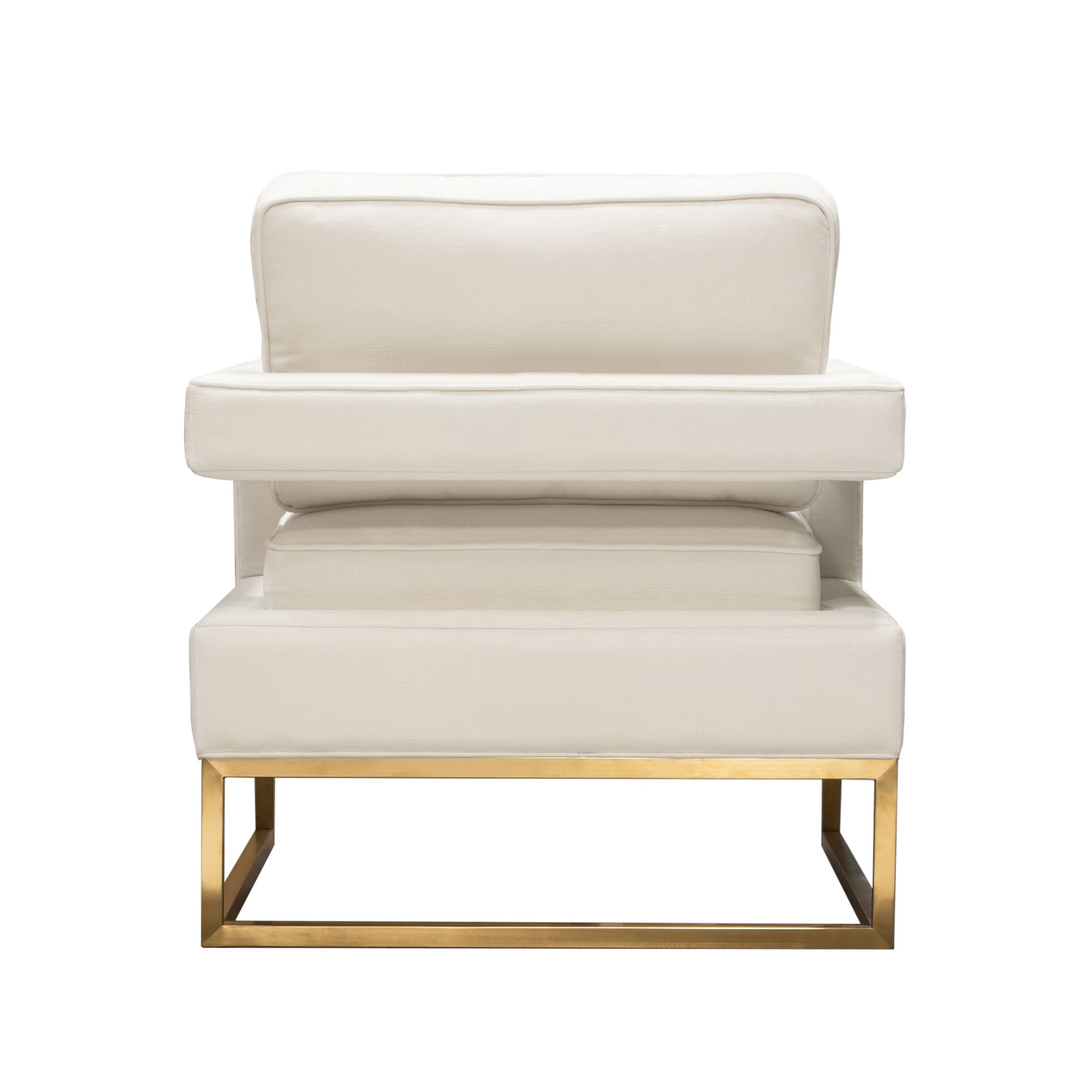 Diamond Sofa Lake Accent Chair In White Performance Fabric with Brushed Gold Metal Base