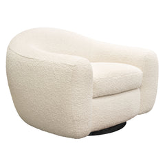 Diamond Sofa Pascal Swivel Chair in Bone Boucle Textured Fabric with Contoured Arms & Back