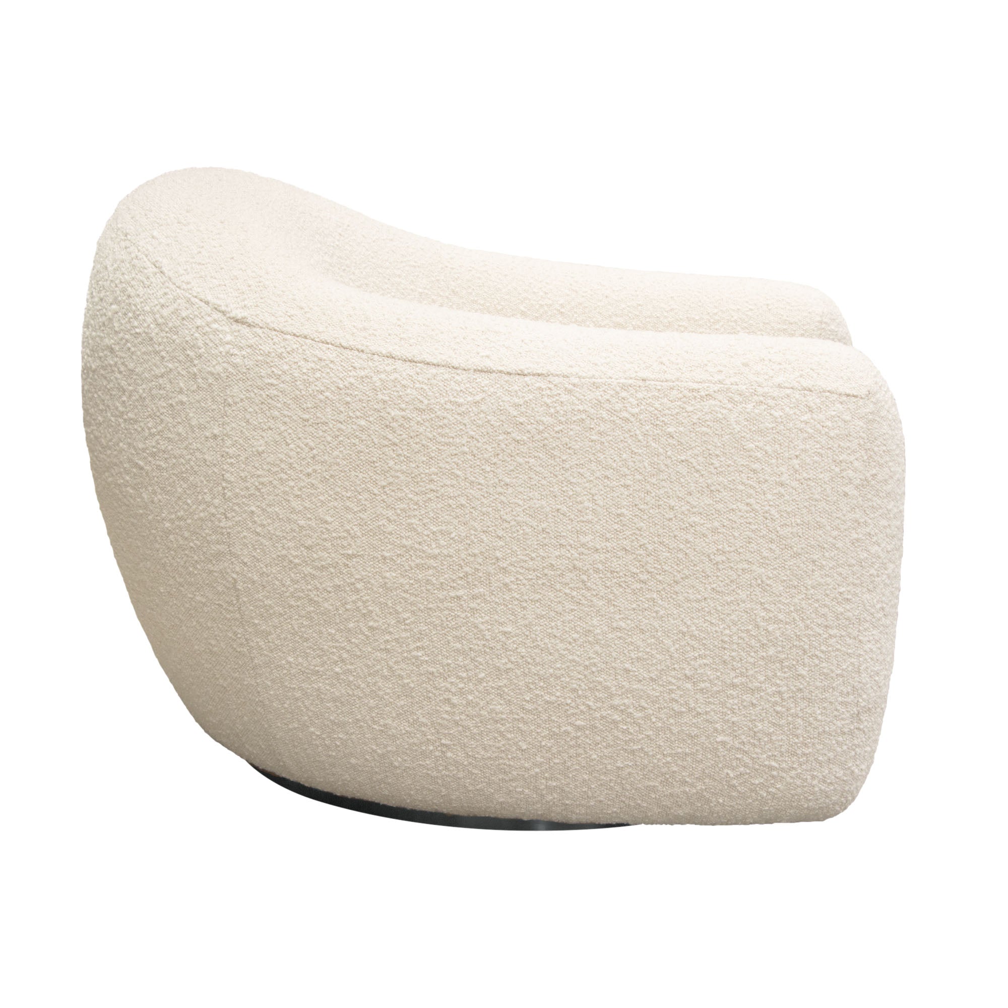 Diamond Sofa Pascal Swivel Chair in Bone Boucle Textured Fabric with Contoured Arms & Back