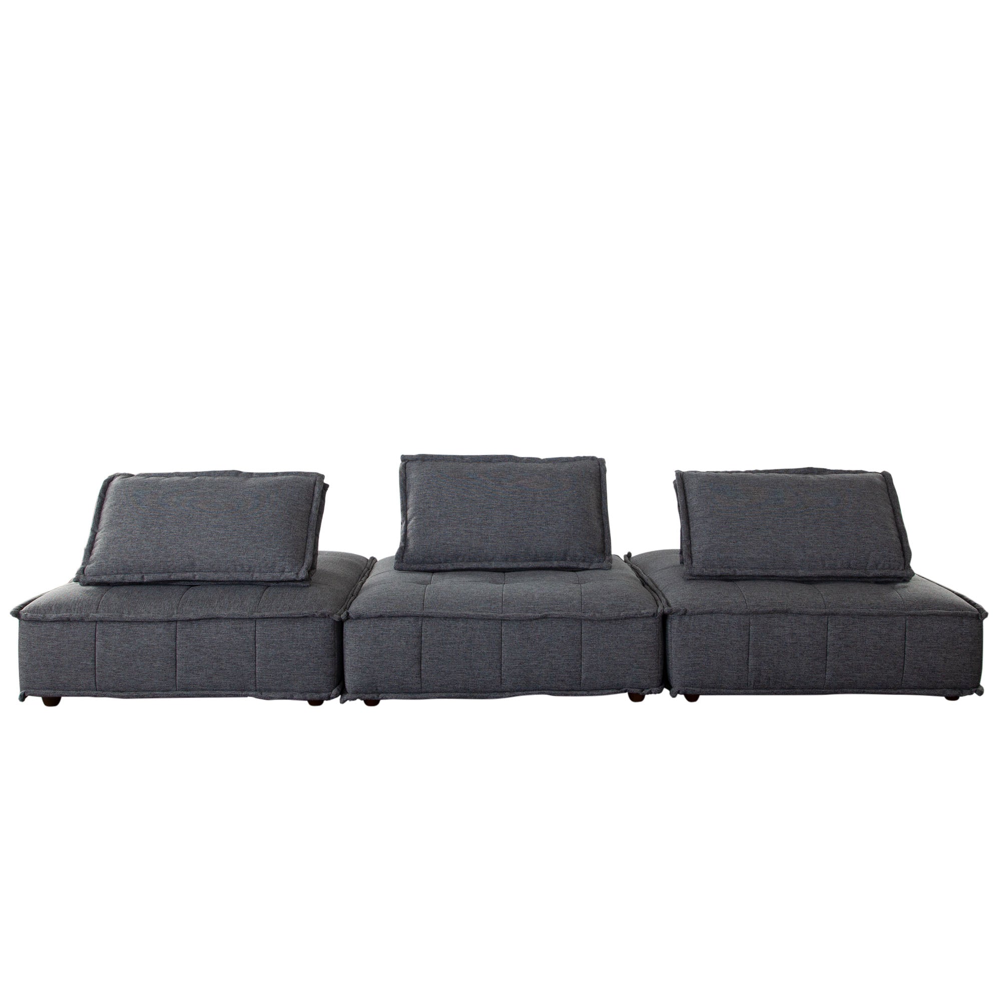 Diamond Sofa The Platform Square Lounger 3-Piece Grey Polyester Fabric