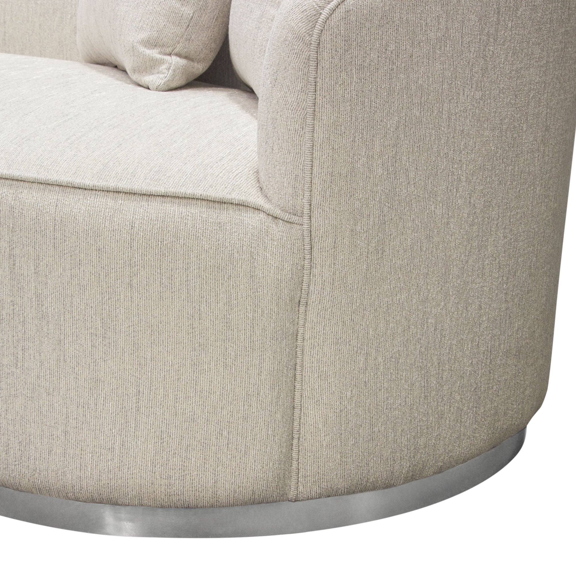 Diamond Sofa Raven Sofa in Light Cream Fabric with Brushed Silver Accent