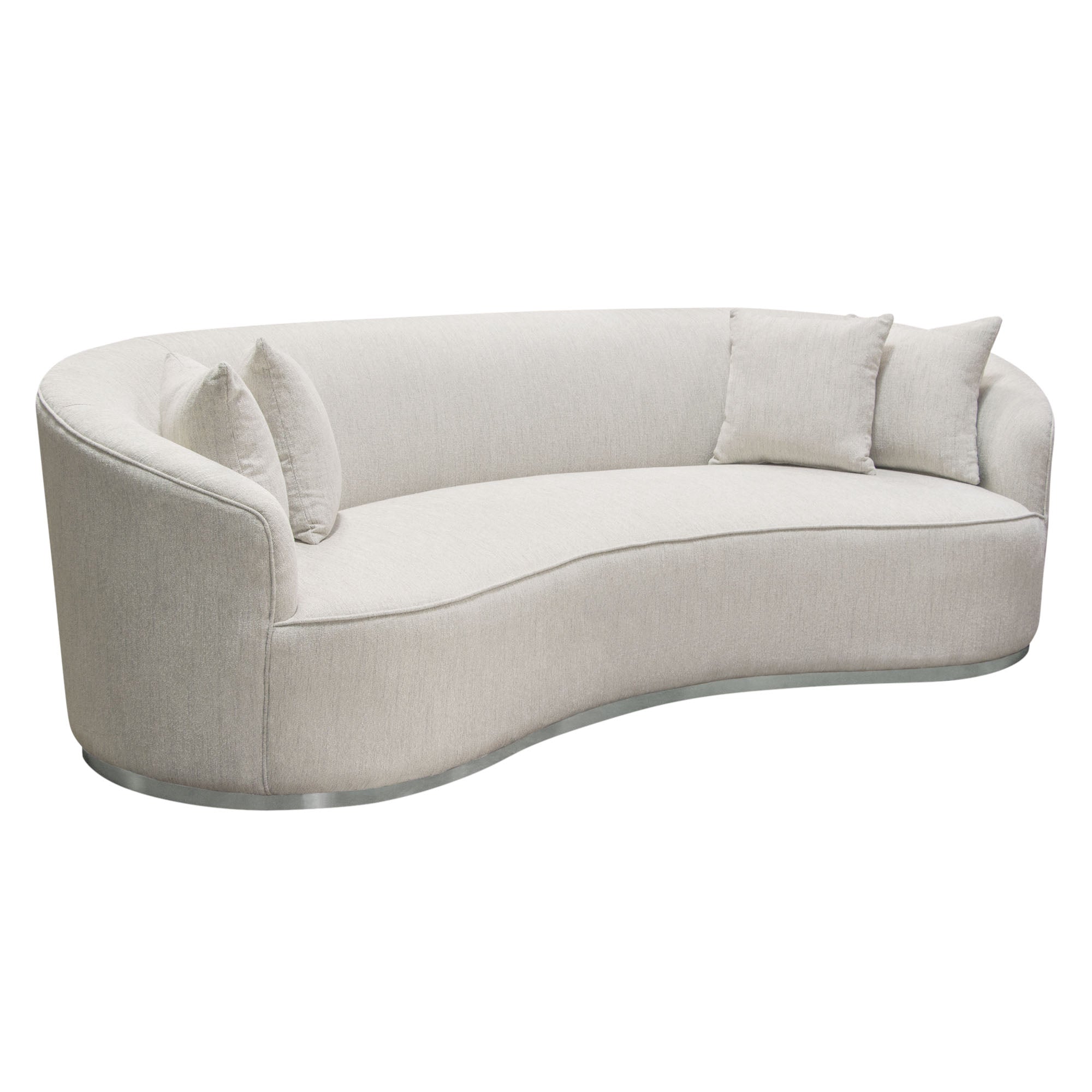 Diamond Sofa Raven Sofa in Light Cream Fabric with Brushed Silver Accent