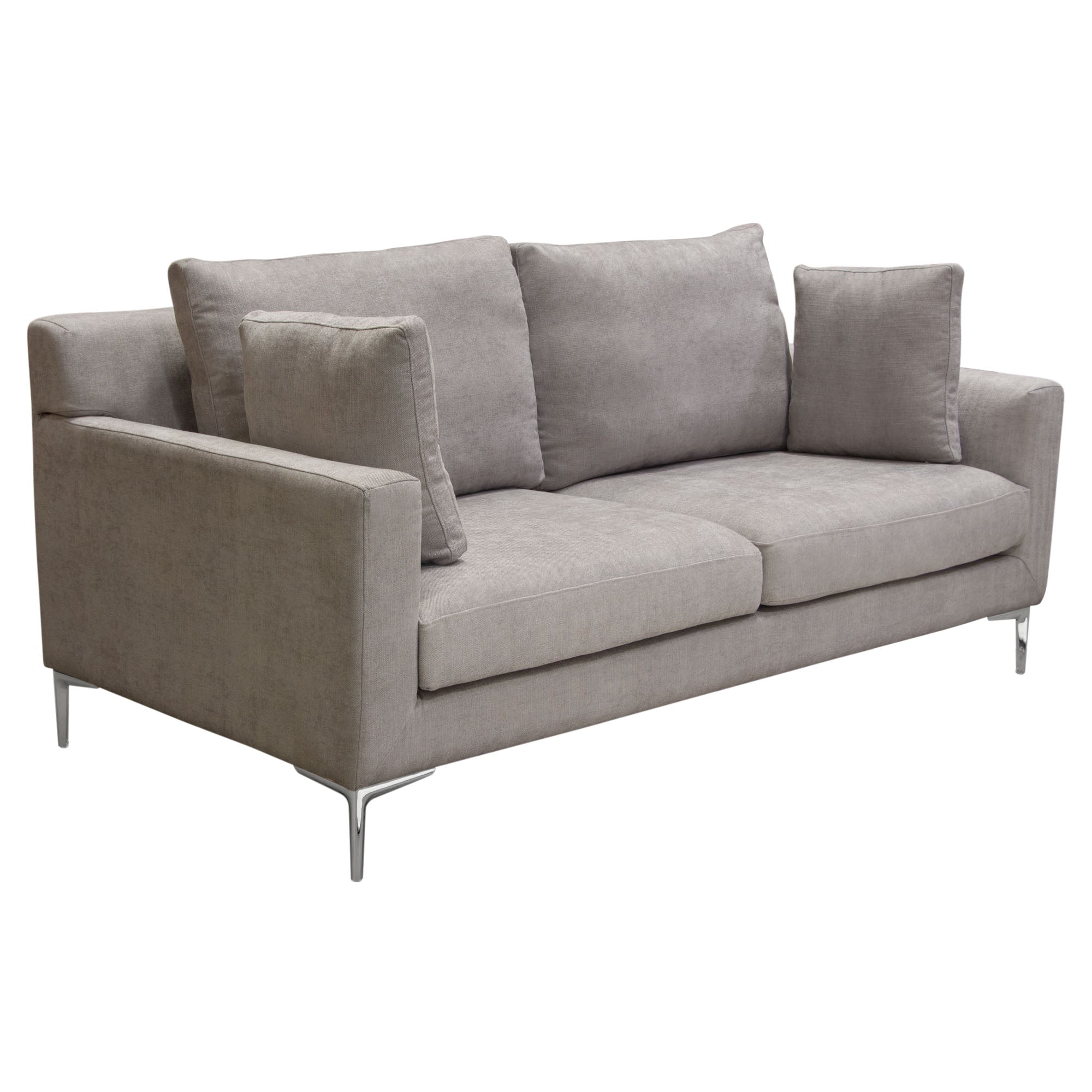 Diamond Sofa Seattle Loose Back Loveseat in Grey Polyester Fabric with Polished Silver Metal Leg
