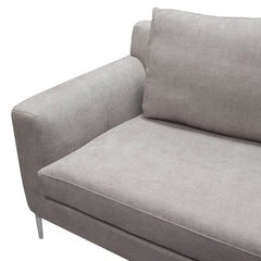 Diamond Sofa Seattle Loose Back Sofa in Grey Polyester Fabric with Polished Silver Metal Leg