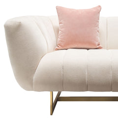 Diamond Sofa Venus Cream Fabric Sofa with Contrasting Pillows & Gold Finished Metal Base