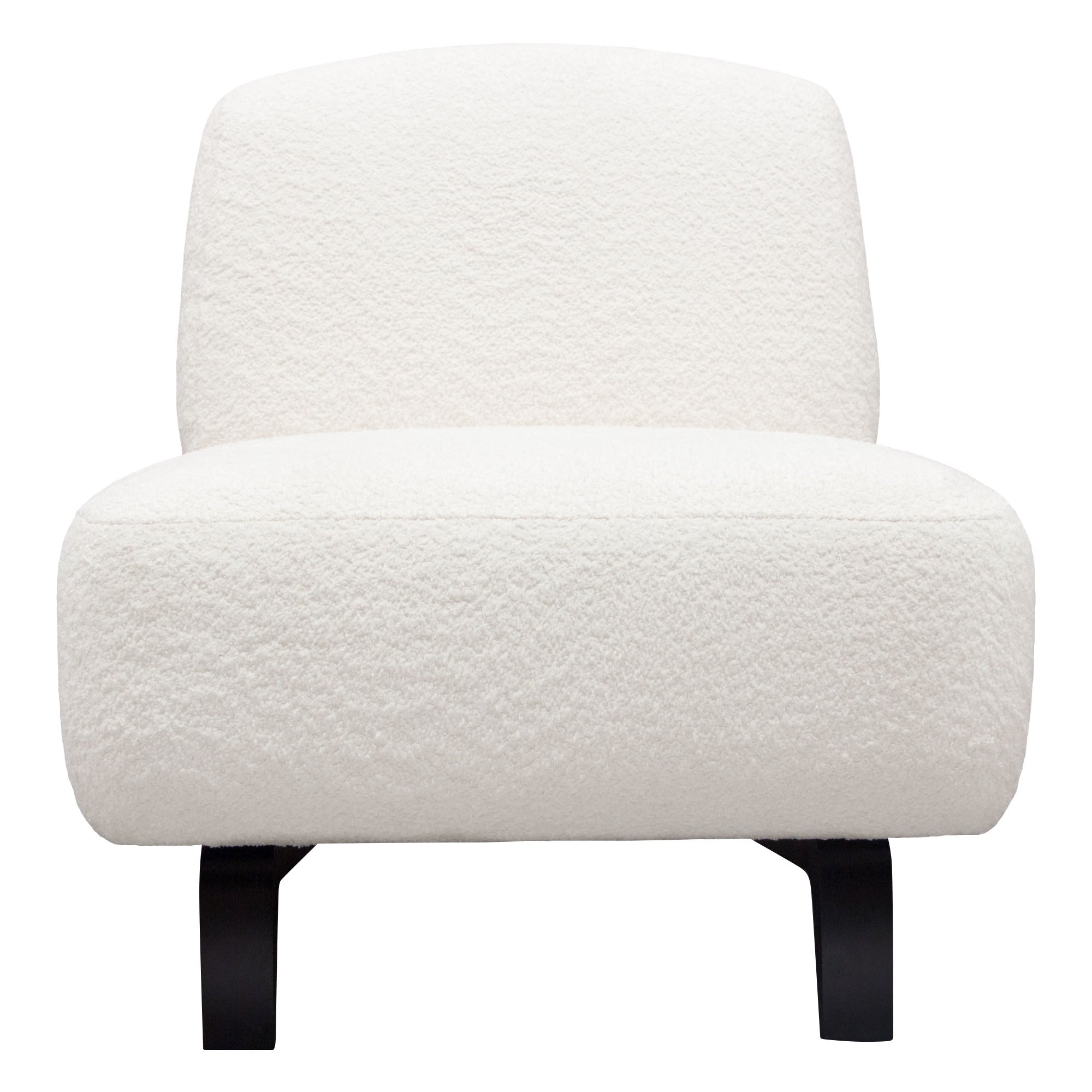 Diamond Sofa Vesper Armless Chair in Faux White Shearling with Black Wood Leg Base