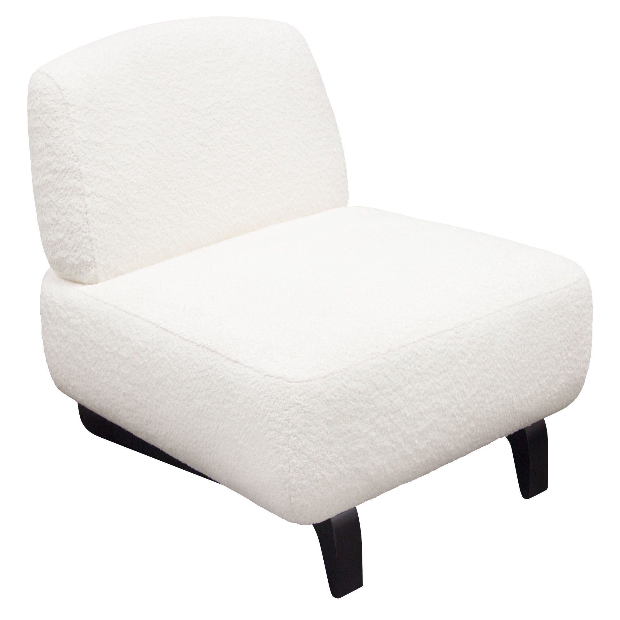 Diamond Sofa Vesper Armless Chair in Faux White Shearling with Black Wood Leg Base