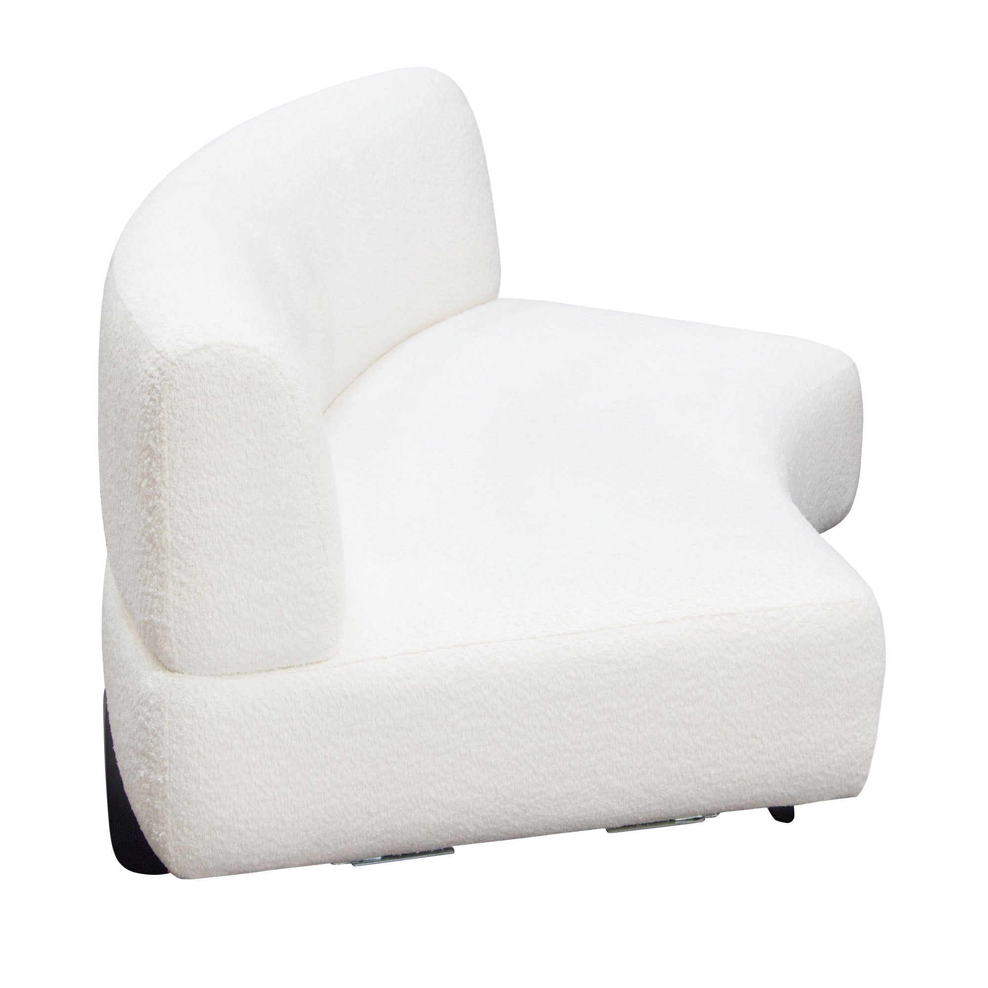 Diamond Sofa Vesper Curved Armless Sofa in Faux White Shearling with Black Wood Leg Base