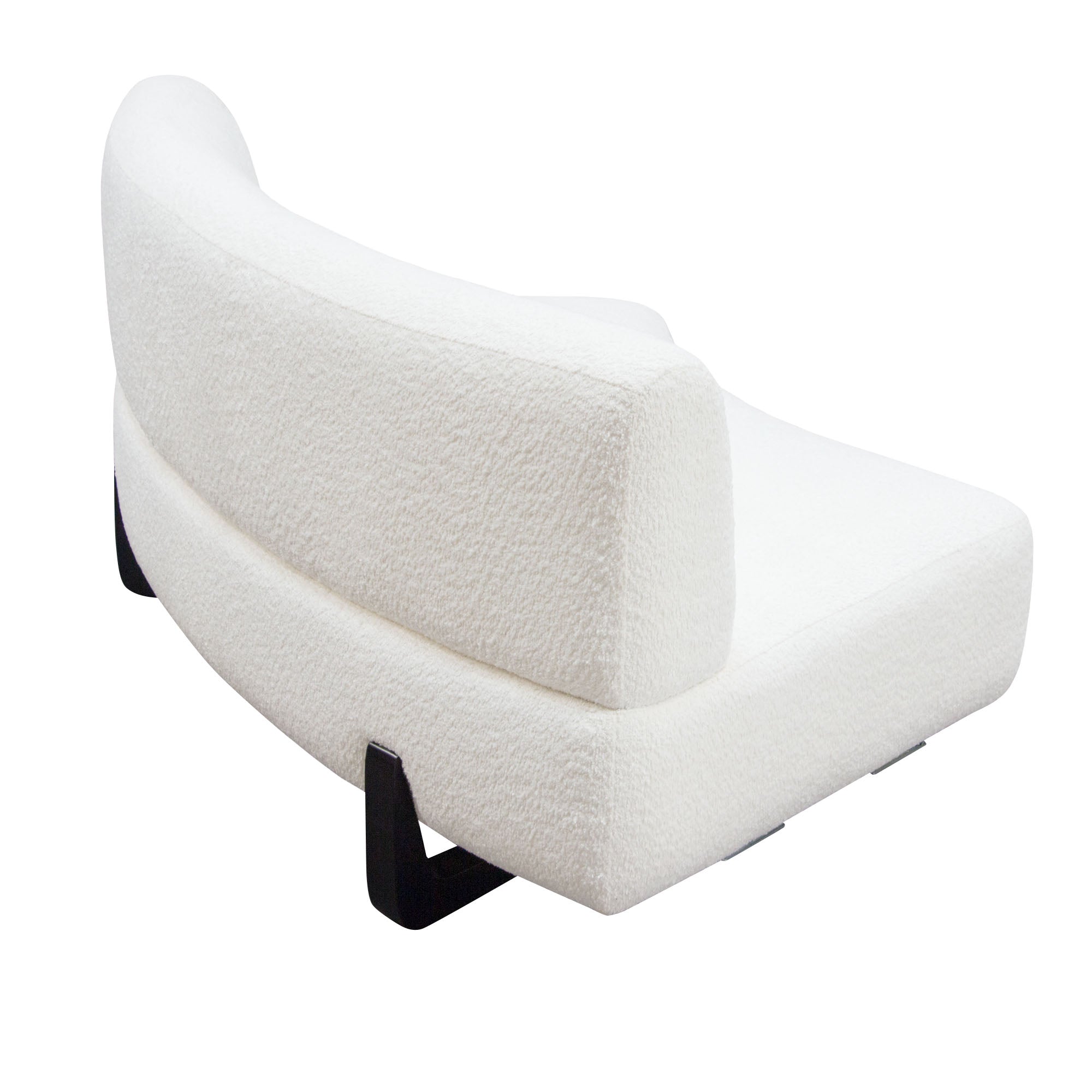 Diamond Sofa Vesper Curved Armless Sofa in Faux White Shearling with Black Wood Leg Base