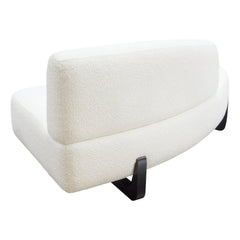 Diamond Sofa Vesper Curved Armless Left Chaise in Faux White Shearling with Black Wood Leg Base