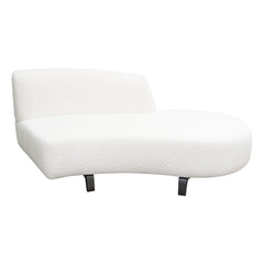 Diamond Sofa Vesper Curved Armless Right Chaise in Faux White Shearling with Black Wood Leg Base
