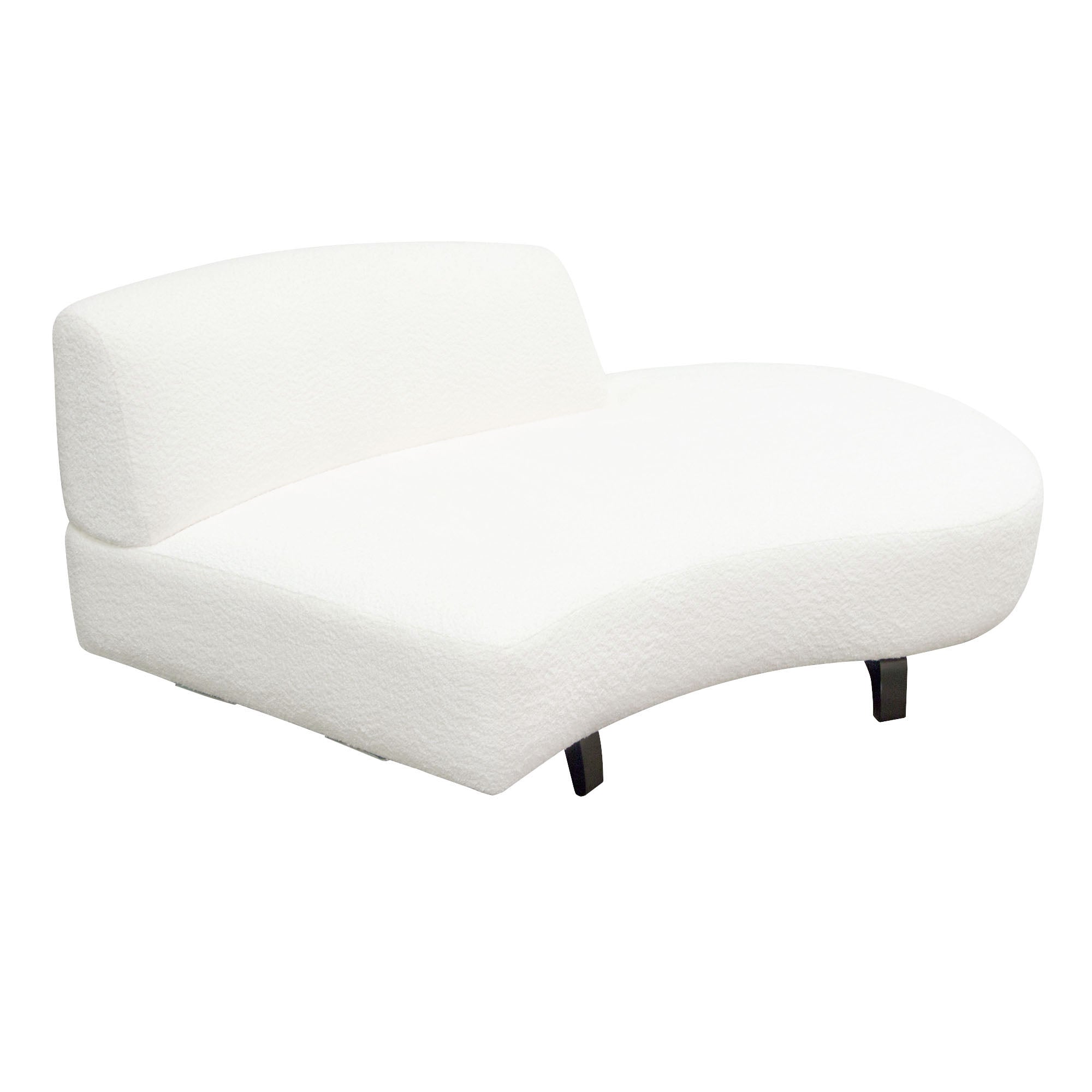 Diamond Sofa Vesper Curved Armless Right Chaise in Faux White Shearling with Black Wood Leg Base