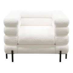 Diamond Sofa Vox Chair in Faux White Shearling with Black Powder Metal Legs
