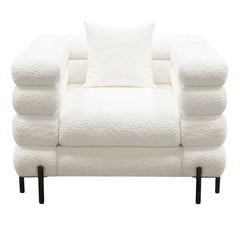 Diamond Sofa Vox Chair in Faux White Shearling with Black Powder Metal Legs